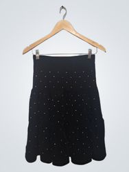 Jupe noire en velours avec strass et détail éclair