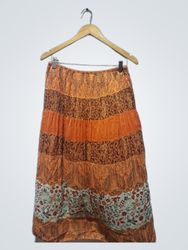 Regenfall Orange gemusterter Midirock