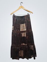 Jupe maxi à volants avec motif patchwork
