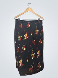 Schwarzer Blumenmuster-Midirock