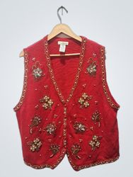 Gilet tricoté orné pour femme Yarnworks, couleur r..