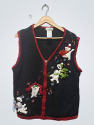 WHITE STAG Gilet-pull noir pour femme motif bonhom..