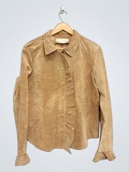 Margaret Godfrey Women's Size 12 Tan Suede Ruffle ..