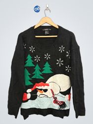 Black Christmas Sweater with Snowman Graphic