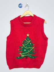 Red Christmas Tree Knit Vest