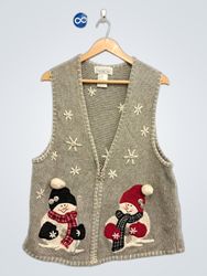 Mandal Bay Women's Snowman Snowflake Knit Vest
