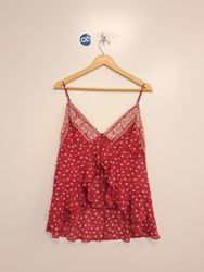 Wild Fable Camisole à volants rouge à motif cachem..