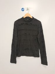 Sanctuary Black Mock Neck Ruffle Long Sleeve Top