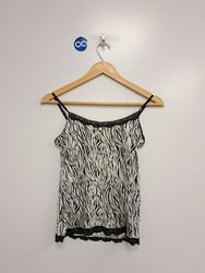 Top con stampa zebra a canotta con bordo in pizzo
