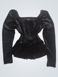 GAP Schwarzes Samt Smocked Peplum Top