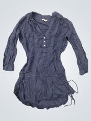 Stradivarius Blue Striped Tunic Shirt with Drawstr..
