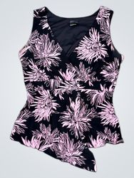 J.B. Black & Pink Floral Sleeveless Wrap Top