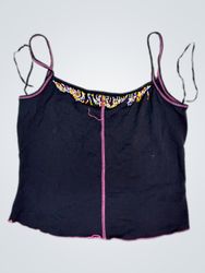 Top corto nero con perline "Guess