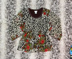 Graffwear By Um Company Leopard and Floral Print T..