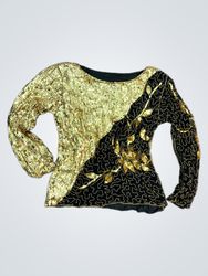 Gold- und schwarz paillettenverziertes Top