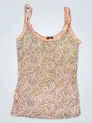 Cosabella Women's Brown Pink Dot Lace Trim Camisol..