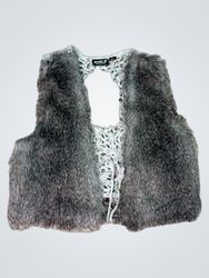 Allen B. by Allen Schwartz Faux Fur Crochet Vest