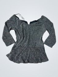 QUIZ Black Sparkly Peplum Top