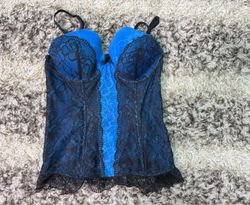 Top corsetto in pizzo blu di Frederick's of Hollyw..