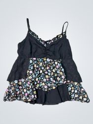 Black tiered cami with floral print