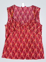 Nine & Company Red Leaf Print Sleeveless Top