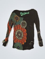 Desigual Black Floral Long Sleeve Top
