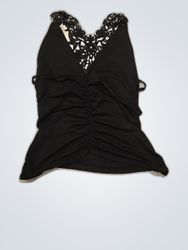 Black Lace Trim Tank Top