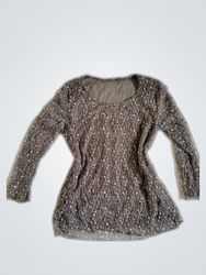 Sheer Embellished Long Sleeve Blouse