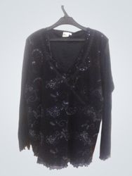 Miss Etam Black Sequin Embellished Long Sleeve Top