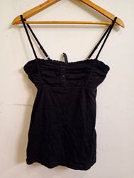 1982 Black Ruched Button-Front Camisole
