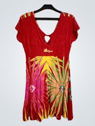 Desigual Red Dress with Multicolor Print