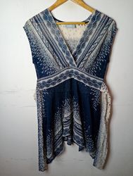 Wallis Women's Blue/White Print V-Neck Tunic Top