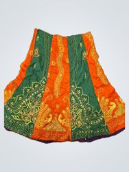Orange and Green Embroidered Skirt