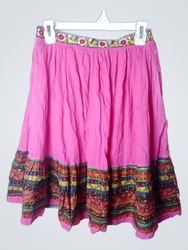DUCHESS Pink Skirt with Embroidered Border