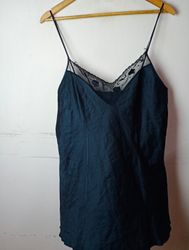 Vestido Slip com Renda Preta