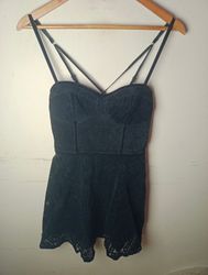 Black Lace Spaghetti Strap Romper