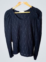 Promod Black Puff Sleeve Knit Top
