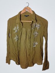 Topshop Embellished Long-Sleeve Shirt