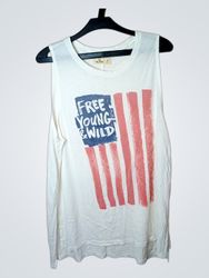 Hollister White Graphic Tank Top