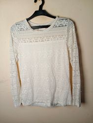 KAFFE White Lace Long Sleeve Top