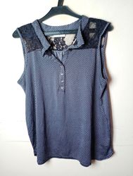Cache Cache Sleeveless Lace Trim Blouse