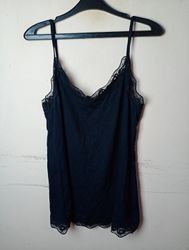 Tezenis Black Lace Trim Cami Top