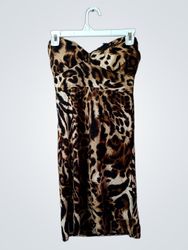 Leopard Print Strapless Dress