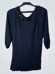Monsoon Black Beaded Neckline Top