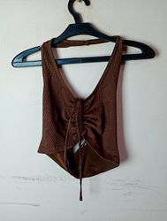 H&M Divided Brown Ruched Halter Top