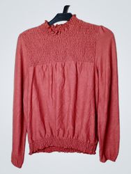 Cache Cache Smocked Mock Neck Long Sleeve Top