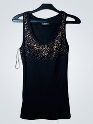 Black Tank Top with Embellished Neckline