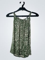 Banana Republic Green and Beige Print Halter Neck ..