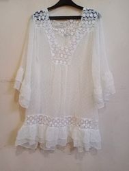 Nina Kaufmann White Lace Trimmed Dress