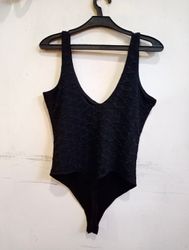 H&M Black Textured Bodysuit